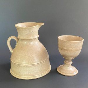 John Chipperfield pottery pitcher jug‎ & goblet Norfolk England set